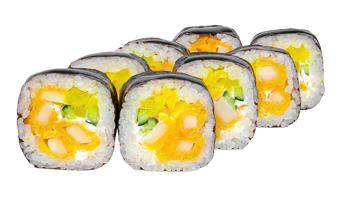 Рол Такуми с калмар, краставица, дайкон и унаги